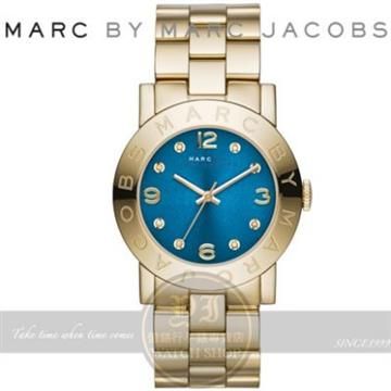 MARC BY MARC JACOBS 【南紡購物中心】 MARC BY 國際精品色彩潮流時尚腕錶-藍x金/36mm MBM3303公司貨 聖誕節/生日禮