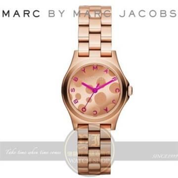 MARC BY MARC JACOBS 【南紡購物中心】 Marc by  國際精品 Henry Glossy Pop 時尚腕錶-IP玫瑰金/27mm MBM3271公司貨