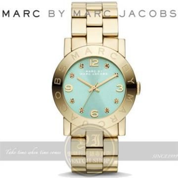 MARC BY MARC JACOBS 【南紡購物中心】 MARC BY 國際精品色彩潮流時尚腕錶-土耳其綠x金/36mm MBM3301公司貨 聖誕節/生日禮