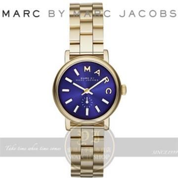 【南紡購物中心】 MARC BY MARC JACOBS國際精品Baker經典復古小秒針腕錶-金/寶藍/28mm MBM3346公司貨