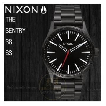 NIXON 【南紡購物中心】  實體店THE SENTRY 38 SS潮流腕錶BLACK / WHITE公司貨A450-005