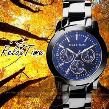 Relax Time 【南紡購物中心】 關詩敏代言經典三眼錶款-藍/黑/42mm R0800-16-07X公司貨/MIT/原創設計