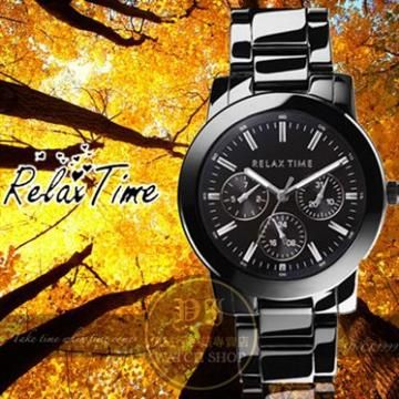 Relax Time 【南紡購物中心】 關詩敏代言經典三眼錶款-銀/黑/38mm R0800-16-09公司貨/MIT/原創設計