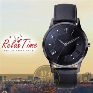 Relax Time 【南紡購物中心】 關詩敏代言經典英倫風皮帶腕錶-黑/36mm/RT-58-7L公司貨/MIT/禮物/情人節