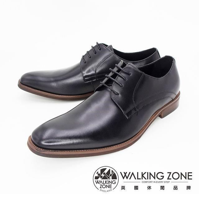 WALKING ZONE 【南紡購物中心】 (男) 英倫素色綁帶皮鞋 男鞋-黑(另有棕)