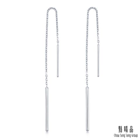 點睛品 Ear Play 鉑金簡約線條垂墜耳環