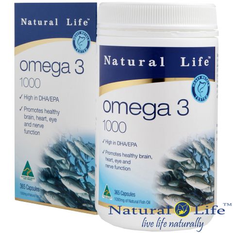黃金比例Omega-3 (EPA:DHA=3:2)深海小魚澳洲Natural Life高純度深海魚油1000mg(365顆)