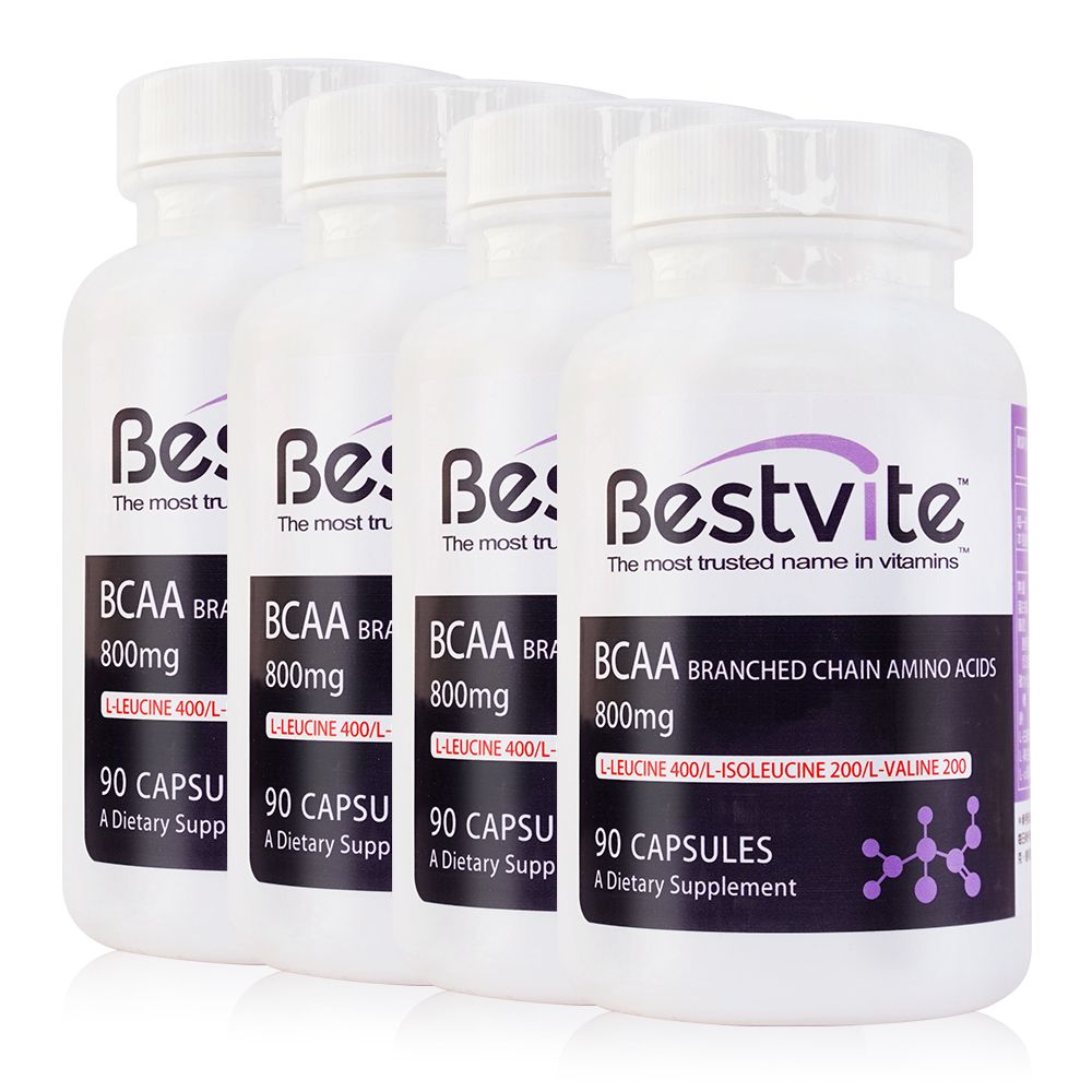 Bestvite 必賜力 BCAA支鏈胺基酸800mg膠囊4瓶組 (90顆*4瓶)