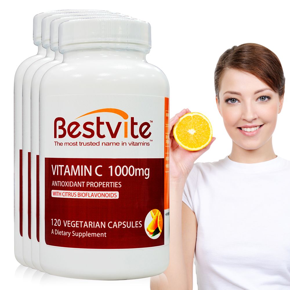 Bestvite 必賜力 【美國】維生素C1000 (維他命C1000) 膠囊4瓶組 (120顆*4瓶)