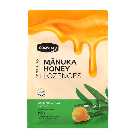 【紐西蘭 Comvita康維他】橄欖葉麥蘆卡蜂蜜潤喉糖500g