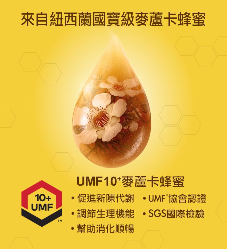 來自紐西蘭國寶級麥蘆卡蜂蜜UMF10+麥蘆卡蜂蜜10+ 促進 協會認證UMF調節生理機能SGS國際檢驗·幫助消化順暢