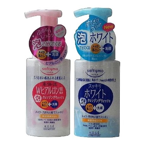 日本KOSE softymo嫩白及玻尿酸卸妝洗顏慕絲200ml-二入任組