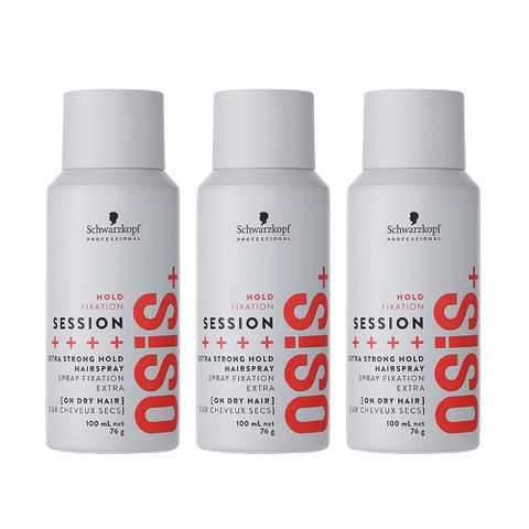 SCHWARZKOPF 施華蔻 OSIS SESSION 黑炫風/ 黑旋風特強定型霧 100ML(3入)