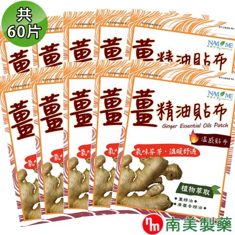 南美藥廠 薑精油溫感貼布 10入