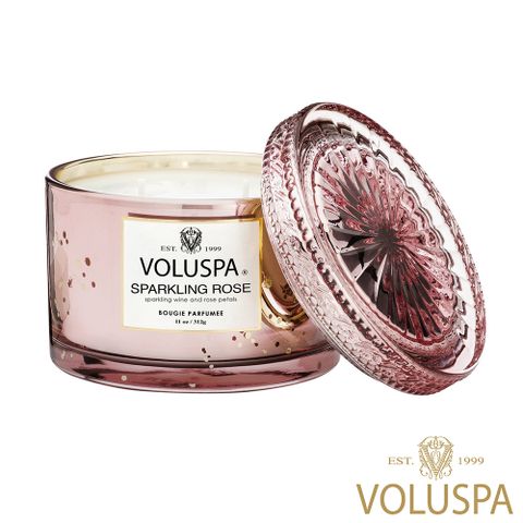 Voluspa 美國  華麗年代 Sparkling Rose 玫瑰氣泡 浮雕玻璃罐 香氛禮盒 312g