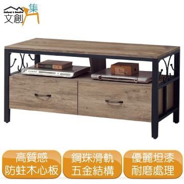 [文創集]里娜莎    時尚4尺二抽電視櫃/視聽櫃(二色可選)