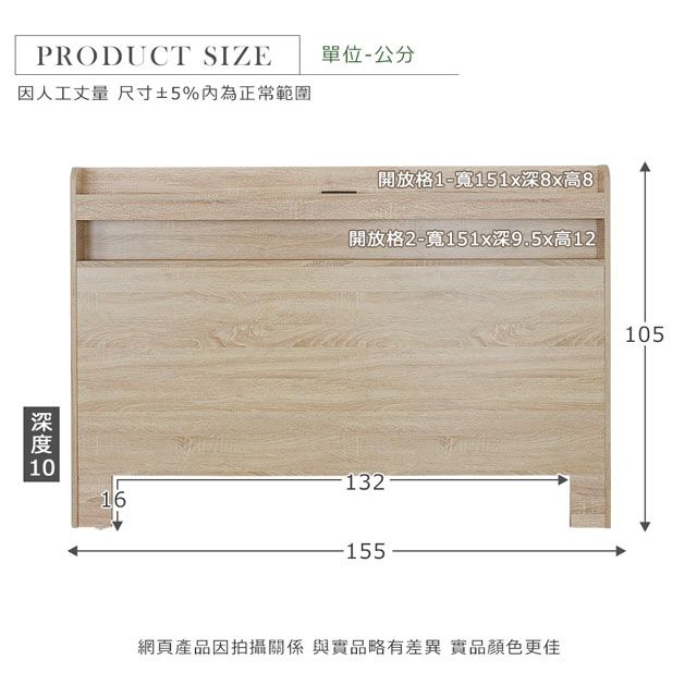 PRODUCT SIZE因人工丈量 尺寸5%內為正常範圍單位-公分開放格1-寬151x深8x高8開放格2-寬151x深9.5x高1213216-155網頁產品因拍攝關係與實品略有差異 實品顏色更佳105