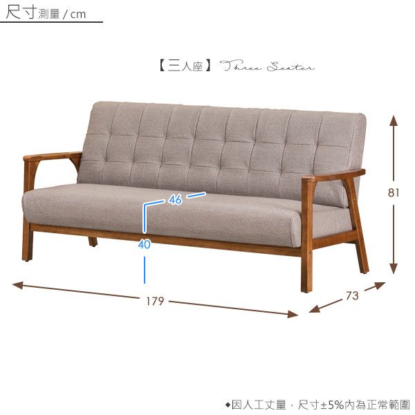 尺寸測量 Seater40468117973因人工丈量,尺寸5%為正常範圍