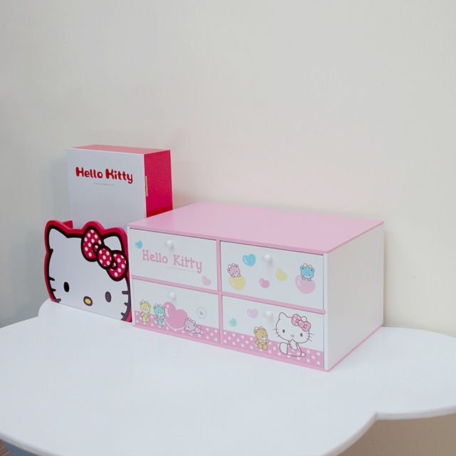 Hello Kitty 正版四抽收納盒/桌上四抽箱(ONE 生活傢俱)