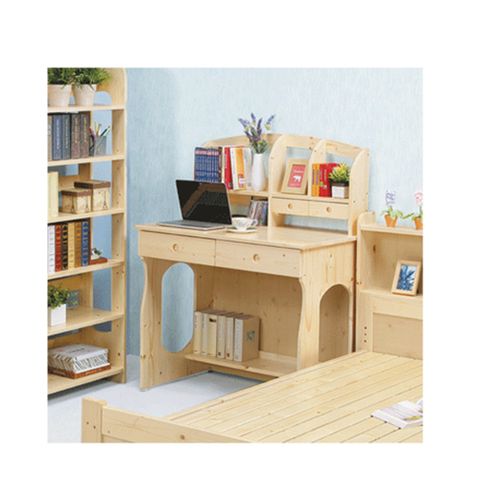 AS-漢娜松木含書架書桌-94x64x124cm