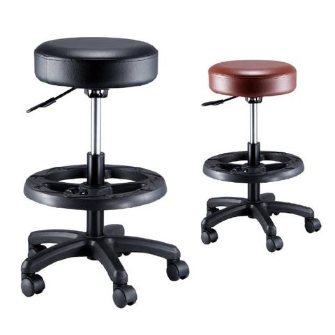 AS-黑腳圓型踏環滾輪式吧台椅(雙色可選)-48x48x72cm