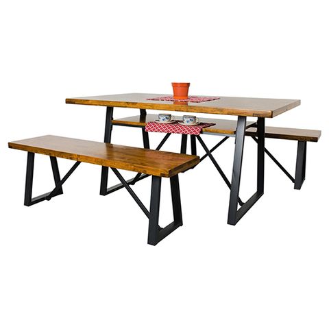 AS-賽拉集層柚木5尺餐桌椅組-150x90x75cm(一桌二凳)