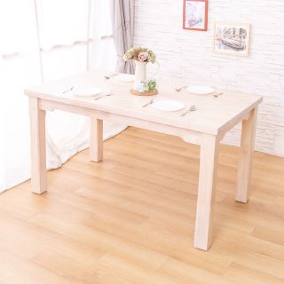 AS-卡蘿全實木洗白色餐桌-135x80x75cm