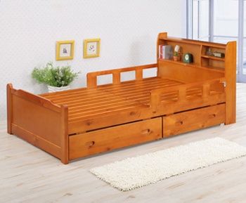 奇哥書架型實木雙抽屜單人床組(3.5呎)