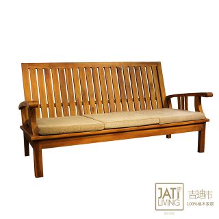 【吉迪市柚木家具】全柚木實木簡約三人椅/沙發椅 -pc