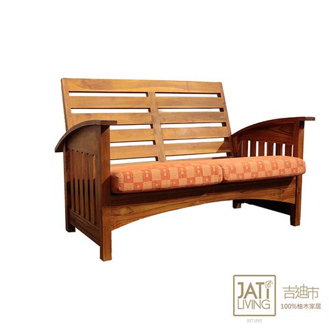 【吉迪市柚木家具】時尚造型曲線雙人椅 沙發椅 木沙發 客廳組 靠背型 UNCG-05B
