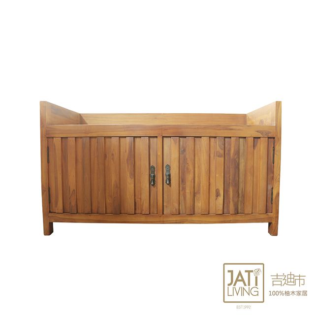 吉迪市柚木家具 【吉迪市100%全柚木家具】全柚木簡約造型鞋櫃 玄關櫃 穿鞋椅 收納櫃 KLE-03