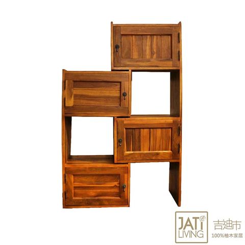 【吉迪市柚木家具】四層伸縮型書櫃 收納櫃 櫃子 展示櫃 木櫃 HY051