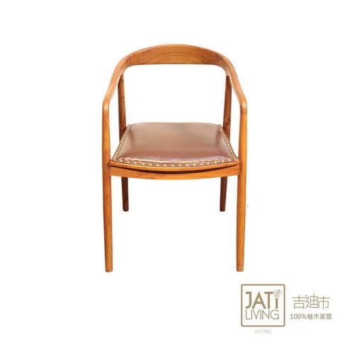 【吉迪市柚木家具】柚木銅釘全牛皮造型休閒椅 RPCH023ASL