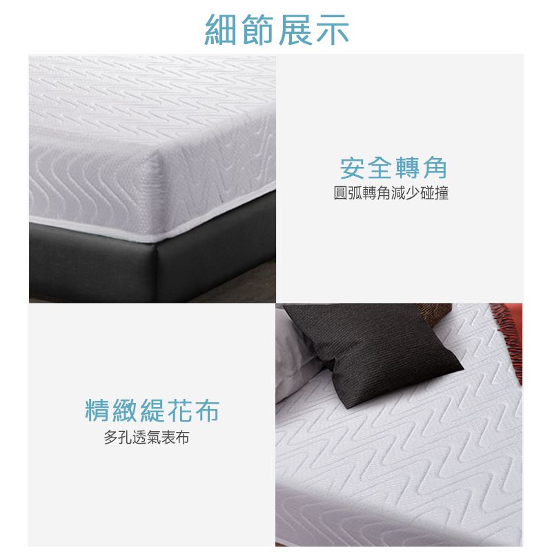 細節展示精緻花布多孔透氣表布安全轉角圓弧轉角減少碰撞