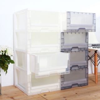 【E&J】透明白衣物抽屜式4層收納櫃104L
