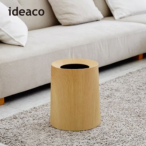 【日本 ideaco】橡木紋家用垃圾桶-11.4L