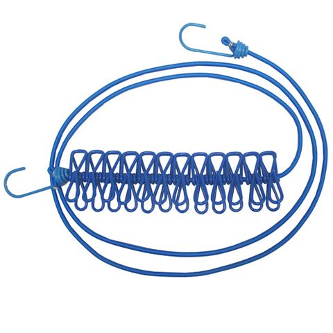月陽 家用旅行露營用170cm彈性繩曬衣繩帶12夾(17012)
