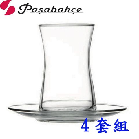 Pasabahce 土耳其海蓓莉花茶杯盤160cc-四套組