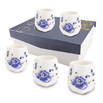  5入青花六角天燈杯(CI-55H)