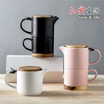 【品愛生活】簡約陶瓷茶壺馬克杯組(一壺一杯)