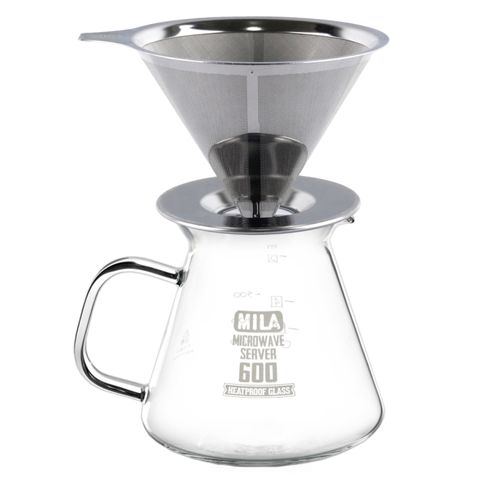 MILA 立式不鏽鋼咖啡濾網壺組(600ml)2-4 cup