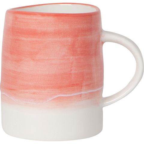 《NOW》裂紋瓷製馬克杯(珊瑚紅340ml) | 水杯 茶杯 咖啡杯