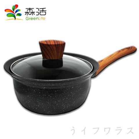 一品川流 森活 大理石七層不沾片手鍋-16cm/1.2L-2入組 (附玻璃蓋)