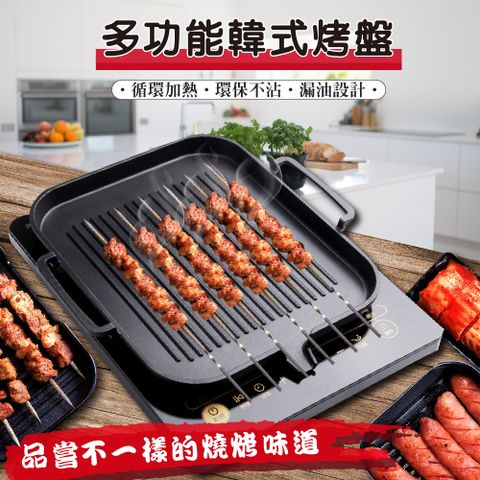 韓式卡式爐圓烤盤麥飯石不粘塗層可攜式家用戶外無煙烤肉鍋燒烤盤子-Taobao