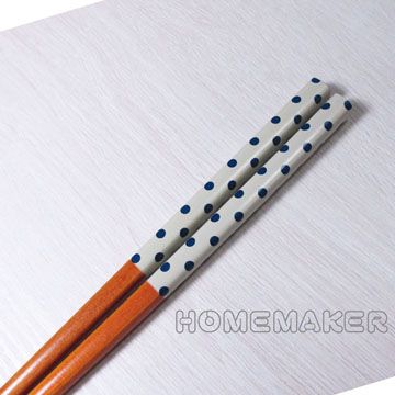 [Home+幸福雜貨] 藍點白底繽紛彩繪筷
