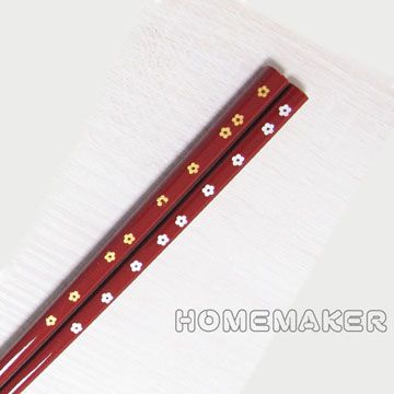 [Home+幸福雜貨] 金銀小春日和彩繪筷(紅)