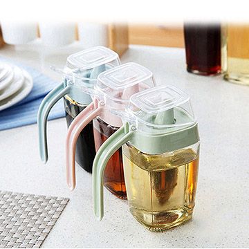 矮瓶身防漏油方體玻璃油壺 350ml