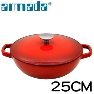 《armada阿曼達》艾麗絲琺瑯鑄鐵媽媽鍋(壽喜鍋)-火焰紅25CM