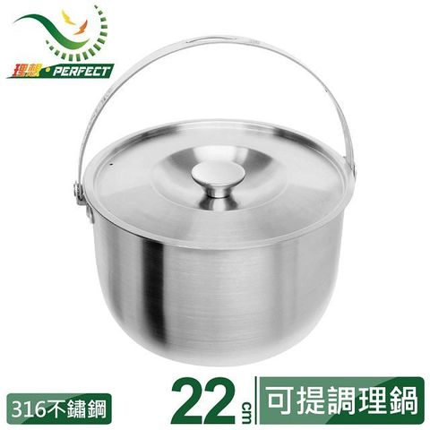 【PERFECT 理想】金緻316不鏽鋼可提式調理鍋 22cm