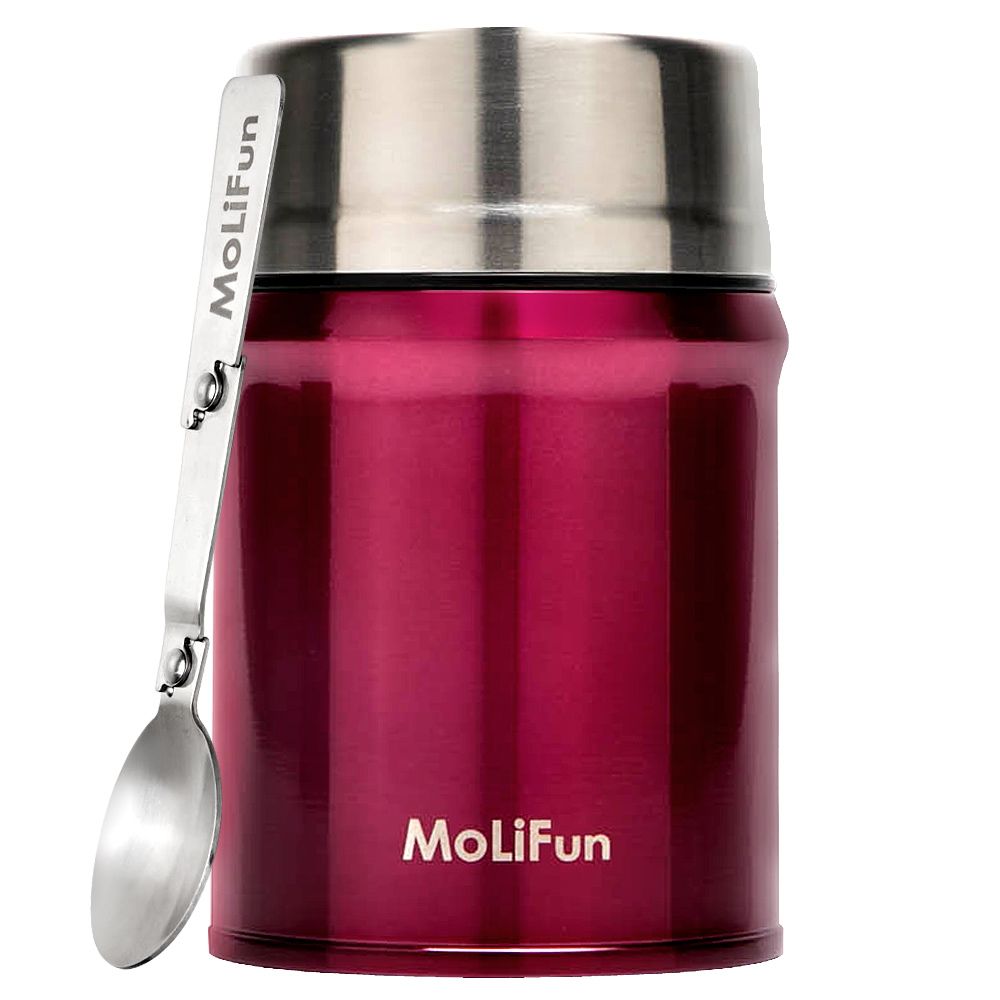 MoliFun 魔力坊  316不鏽鋼輕量真空保鮮保溫悶燒罐/悶燒杯800ml-水晶紫
